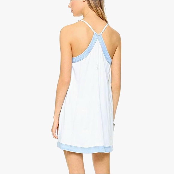 ADDISON Wyton A-Line Racerback V-Neck Light Wash Chambray Dress - Picture 3 of 14